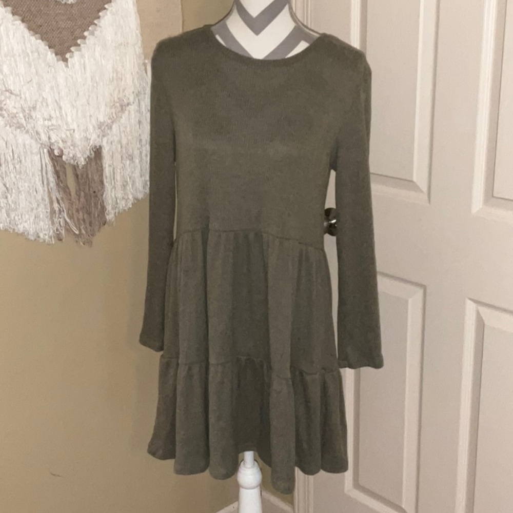 Green Ribbed Bailey Blue Dress - Size Large